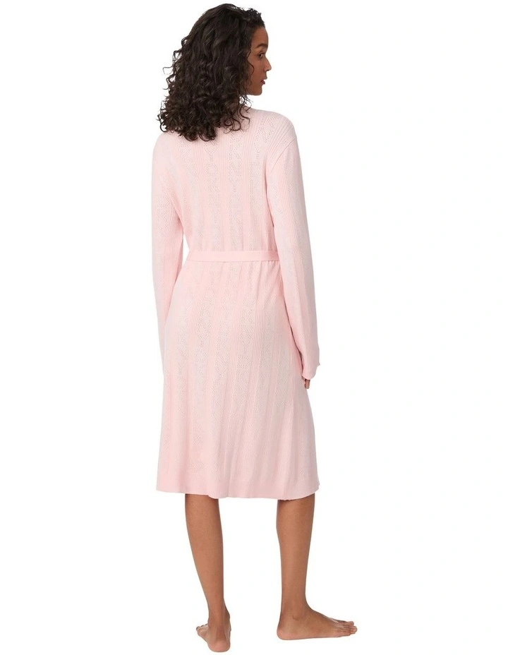 Logo Pointelle Knit Short Dressing Gown House Robe image 2