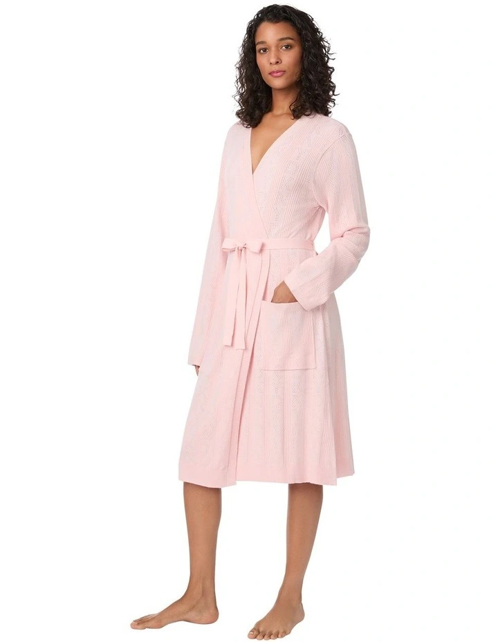 Logo Pointelle Knit Short Dressing Gown House Robe image 3