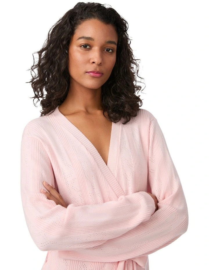 Logo Pointelle Knit Short Dressing Gown House Robe image 4