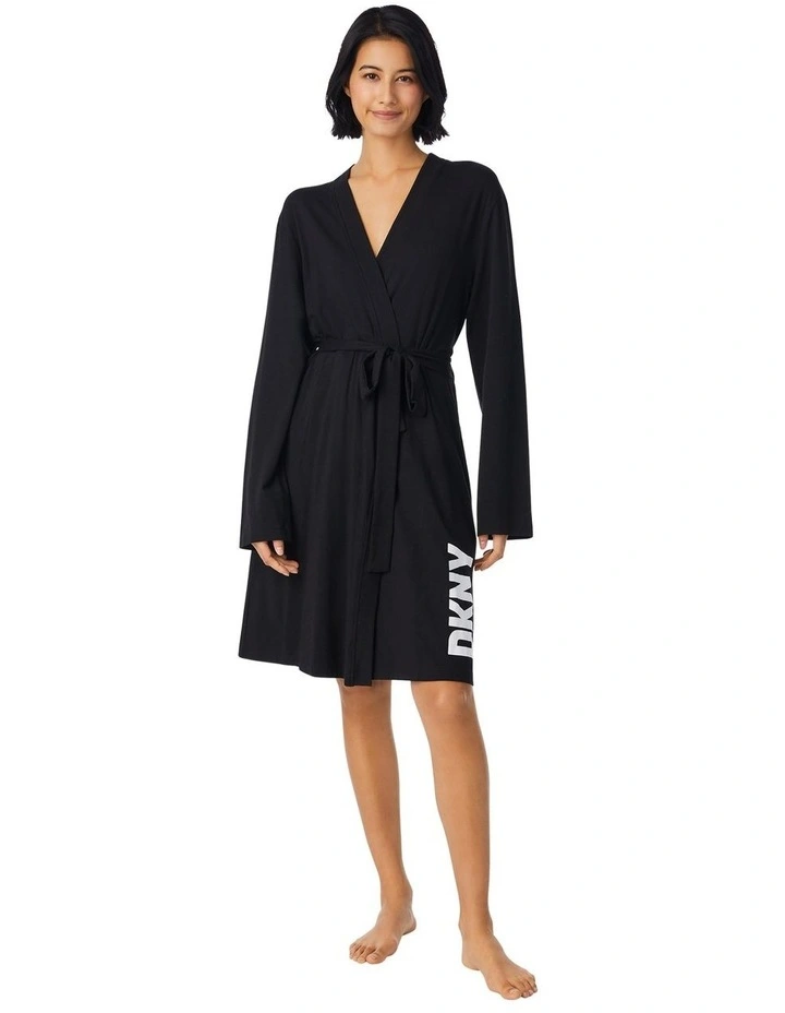 Cotton & Viscose Jersey Short Dressing Gown Lounge Robe image 1