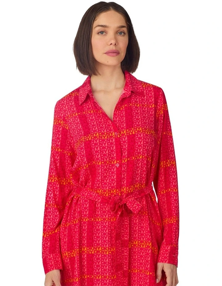 Woven Viscose Midi Long-Sleeve Button Up Nightgown image 6