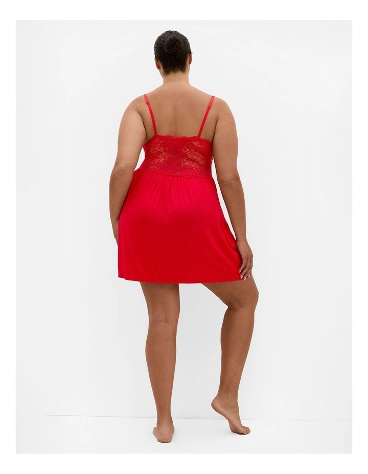Plus Size Gizelle Lace Trim Sleep Chemise in Red image 2