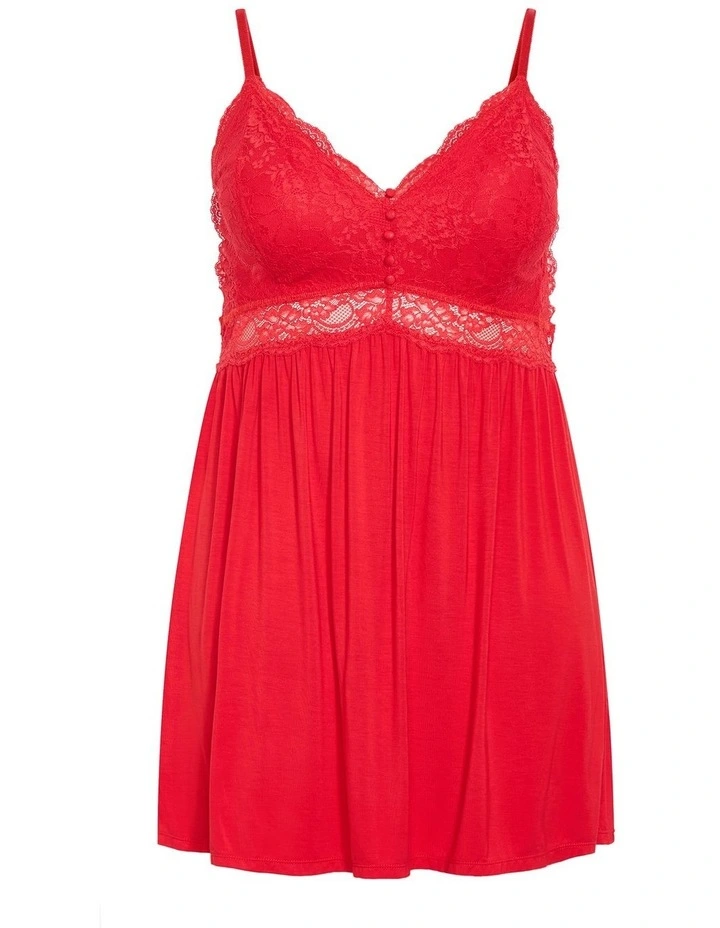 Plus Size Gizelle Lace Trim Sleep Chemise in Red image 3