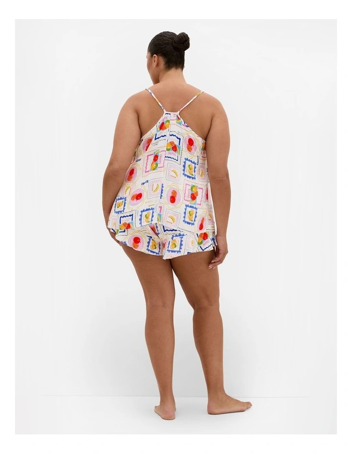 Plus Size Kitty Citrus Print Pyjama Set in Ivory image 2
