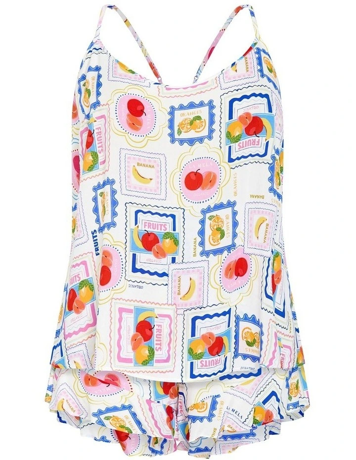 Plus Size Kitty Citrus Print Pyjama Set in Ivory image 3