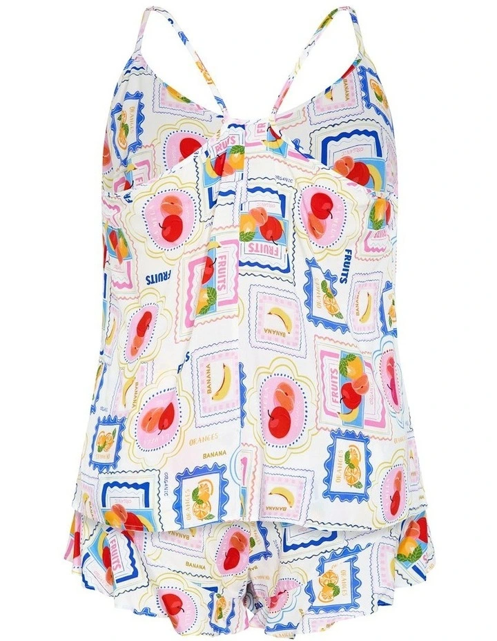 Plus Size Kitty Citrus Print Pyjama Set in Ivory image 4