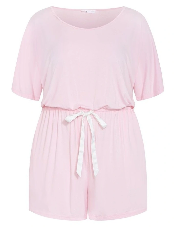 Plus Size Cara Sleep Romper in Baby Pink image 3