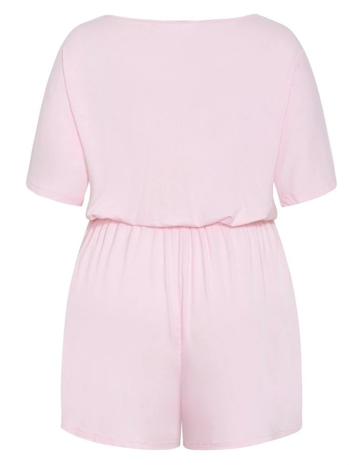 Plus Size Cara Sleep Romper in Baby Pink image 4
