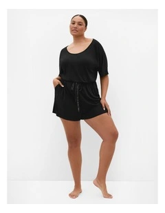 Plus Size Cara Sleep Romper in Black