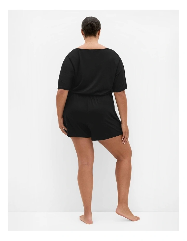 Plus Size Cara Sleep Romper in Black image 2