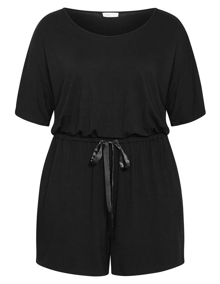 Plus Size Cara Sleep Romper in Black image 3