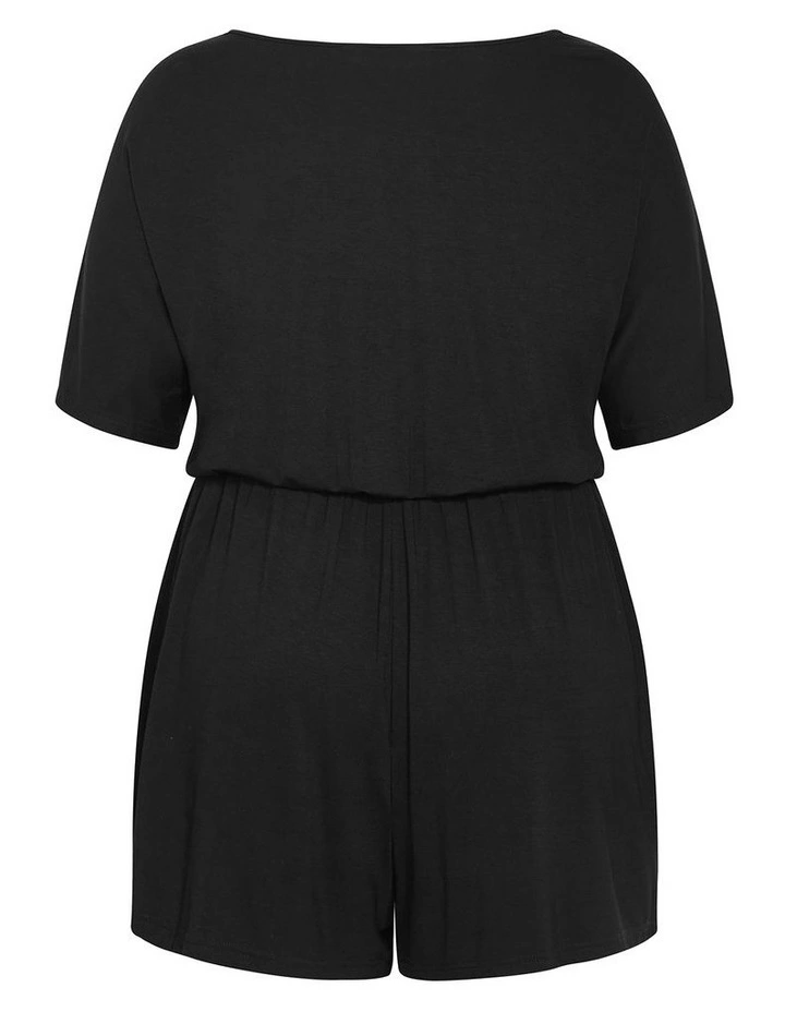 Plus Size Cara Sleep Romper in Black image 4