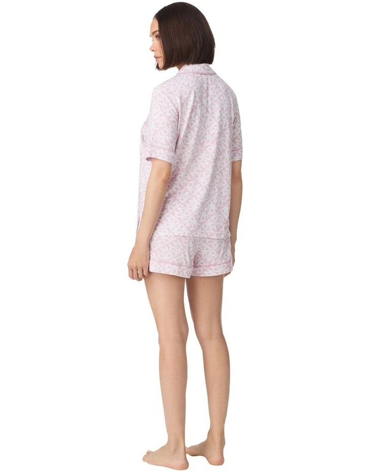 Logo Print Viscose Jersey Short Sleeve Button Up Short Pyjama Set image 2