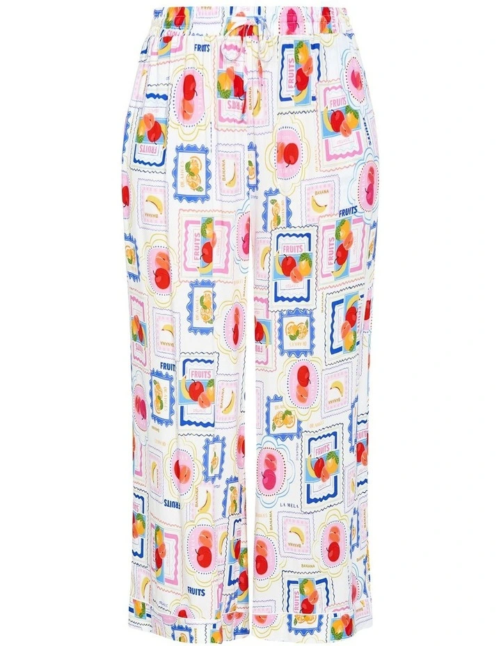 Plus Size Kitty Citrus Print Pyjama Pant in ivory image 3