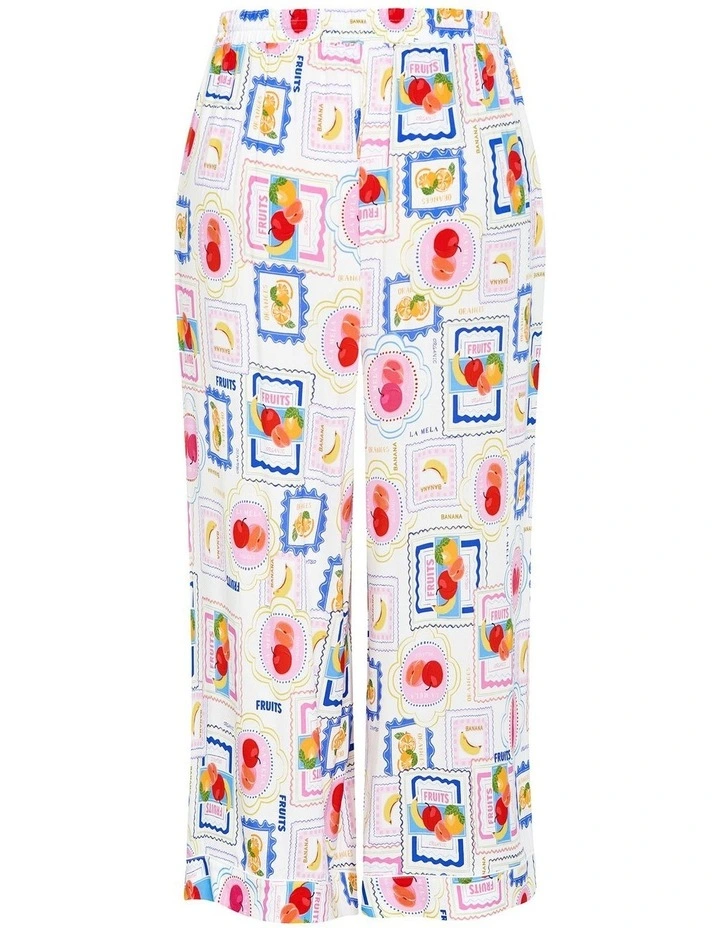 Plus Size Kitty Citrus Print Pyjama Pant in ivory image 4