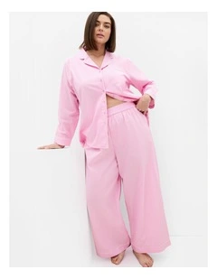 Plus Size Stripe Cotton Pyjama Pant in pink