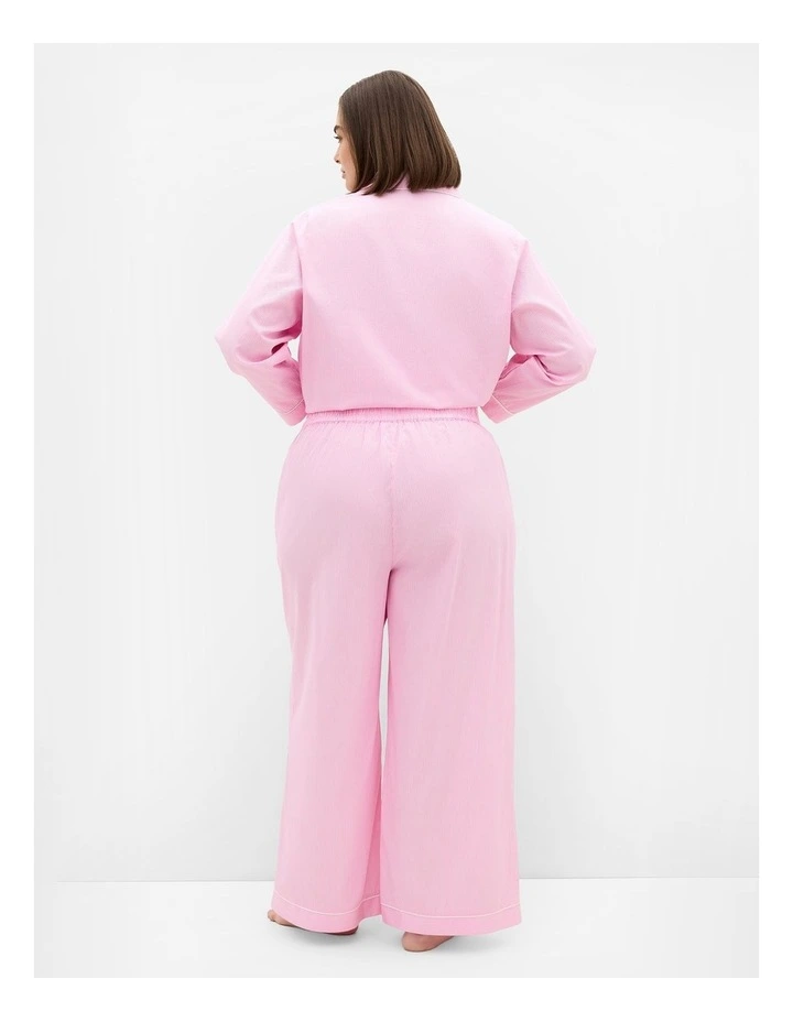 Plus Size Stripe Cotton Pyjama Pant in pink image 2