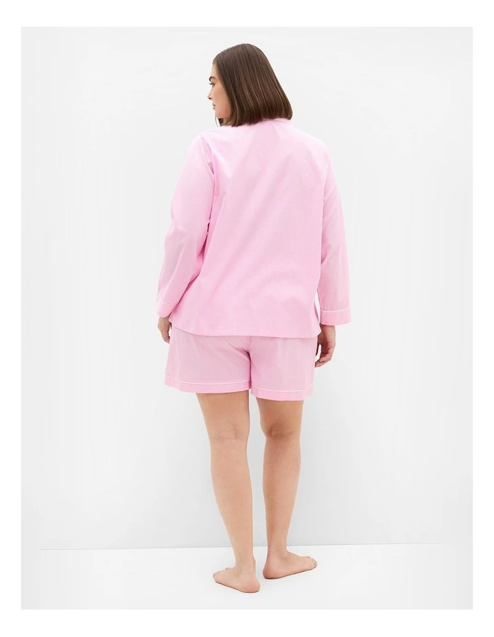 Plus Size Stripe Cotton Pyjama Short in pink image 2
