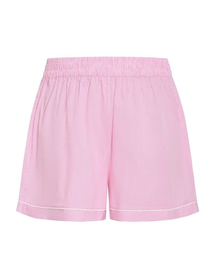 Plus Size Stripe Cotton Pyjama Short in pink image 3