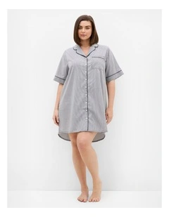 Plus Size Zoie Oversized Stripe Sleep Shirt in charcoal