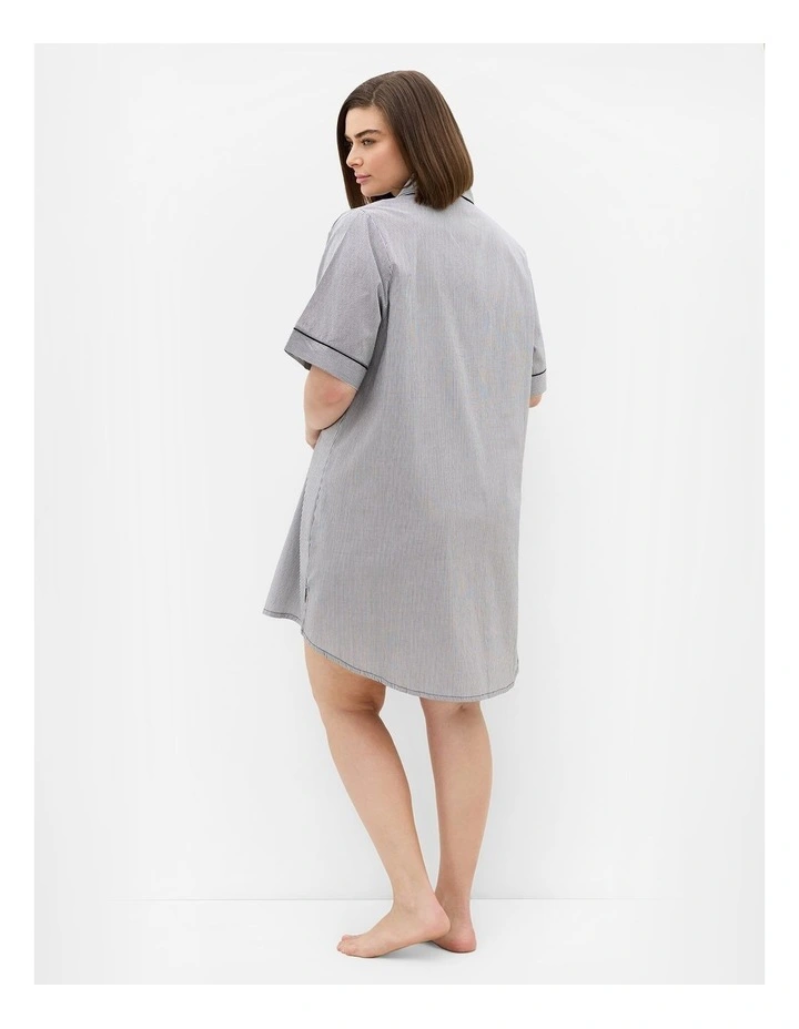 Plus Size Zoie Oversized Stripe Sleep Shirt in charcoal image 2