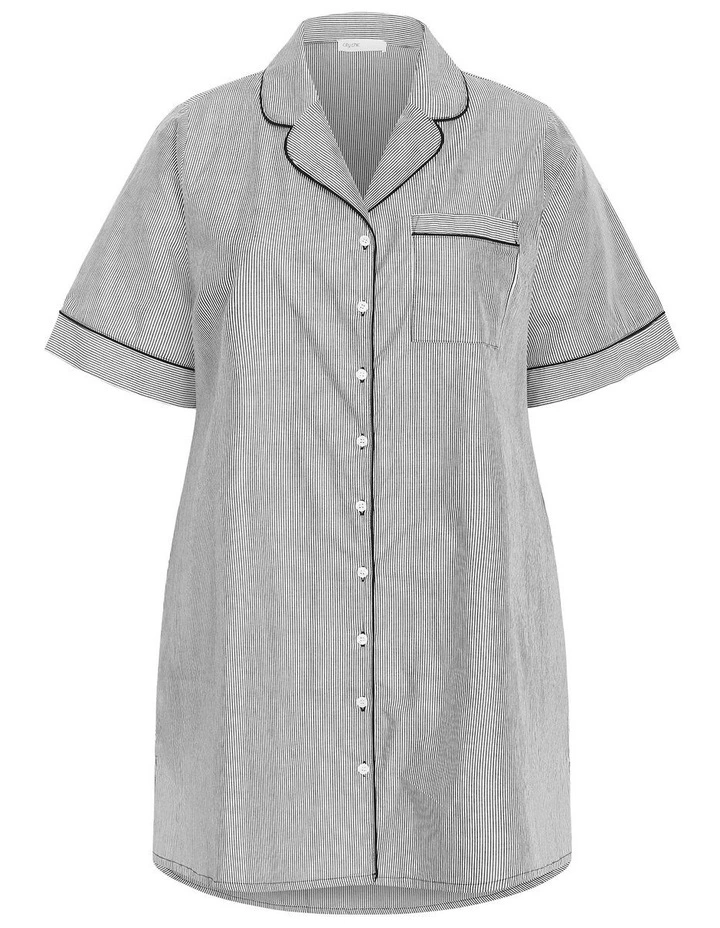 Plus Size Zoie Oversized Stripe Sleep Shirt in charcoal image 3