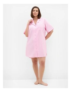 Plus Size Zoie Oversized Stripe Sleep Shirt in pink