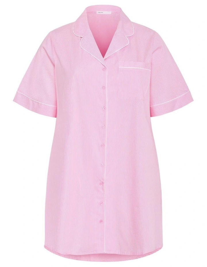 Plus Size Zoie Oversized Stripe Sleep Shirt in pink image 3