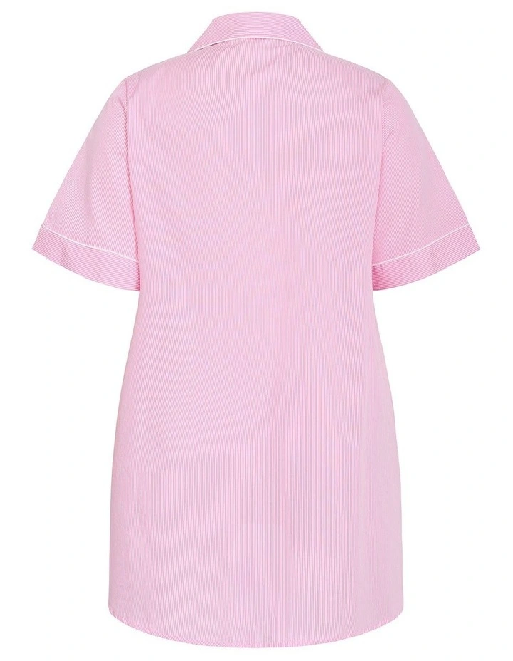 Plus Size Zoie Oversized Stripe Sleep Shirt in pink image 4