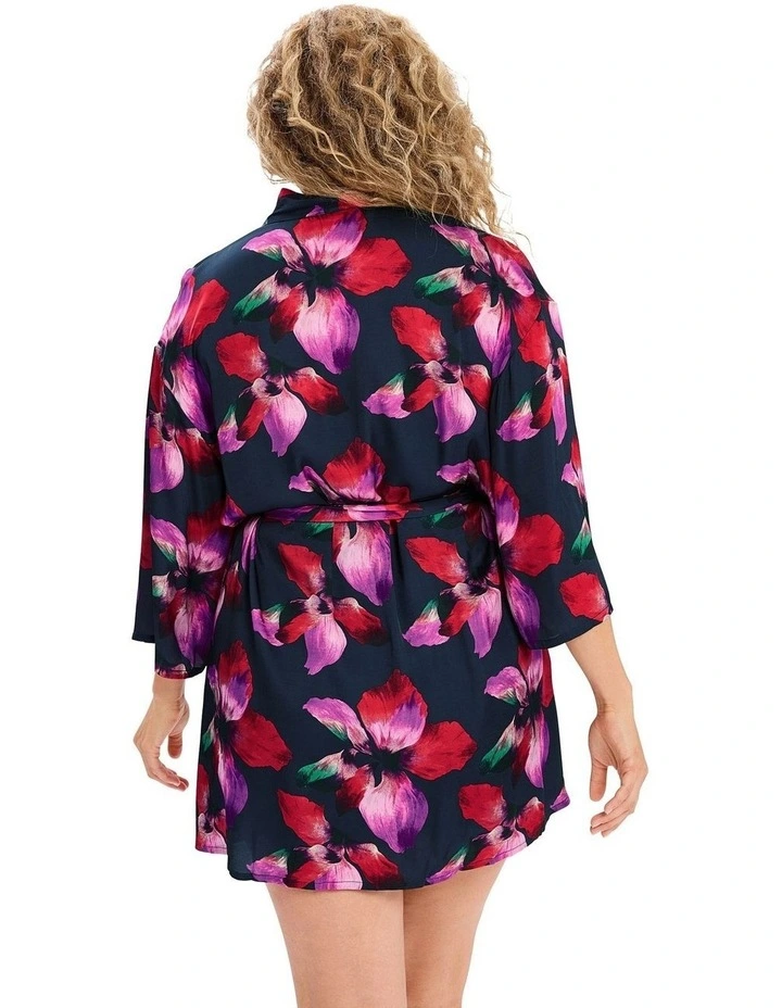 Graceful Short Viscose Satin Kimono Lingerie Robe image 2