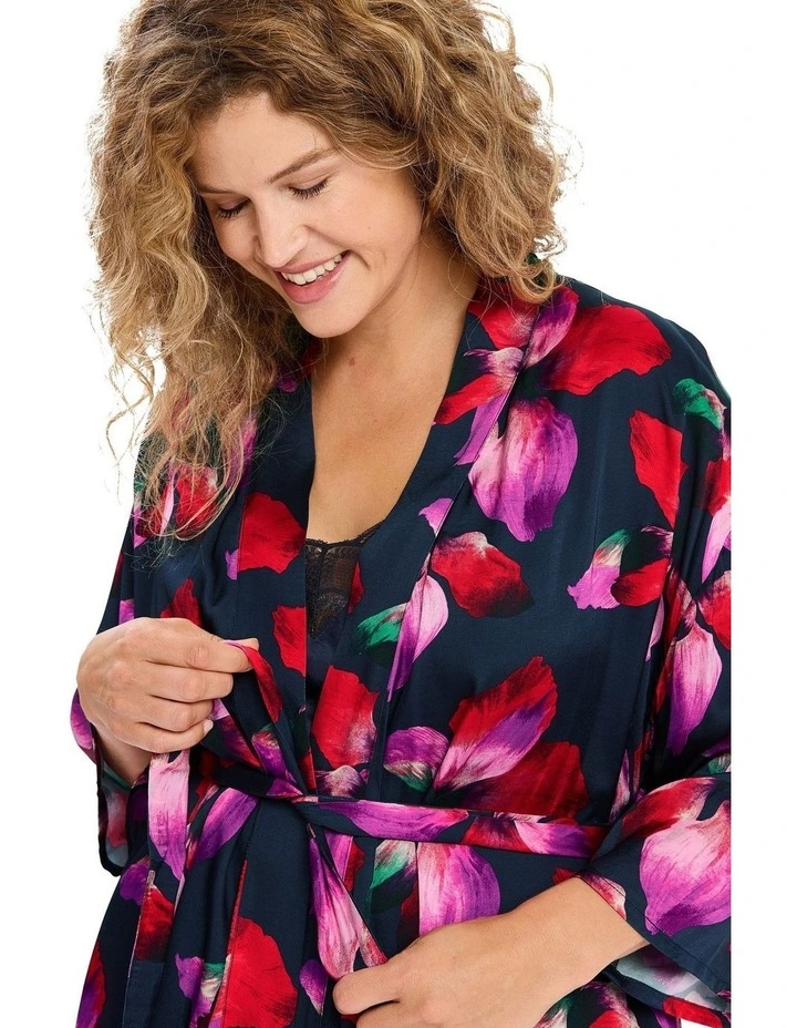 Graceful Short Viscose Satin Kimono Lingerie Robe image 5