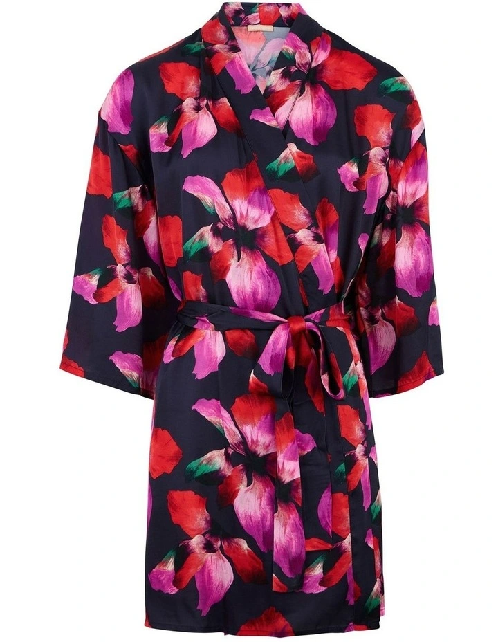 Graceful Short Viscose Satin Kimono Lingerie Robe image 6