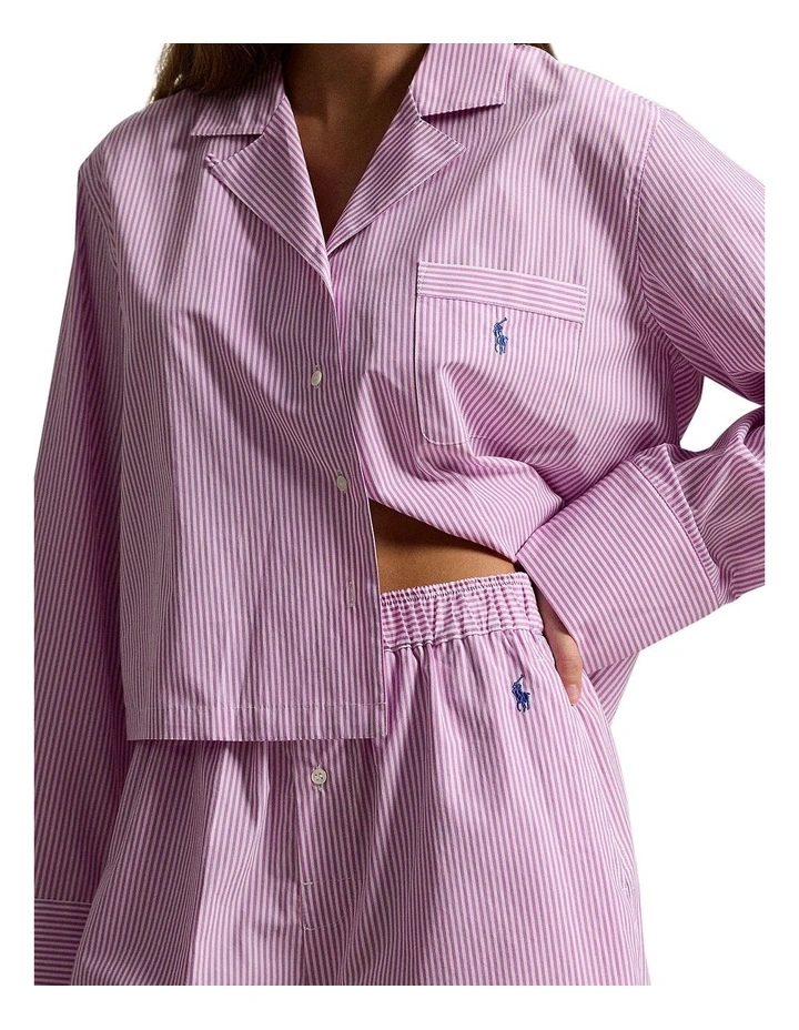 Shirting Stripes Crop Top & Boxer Short Cotton Pyjama Set image 6