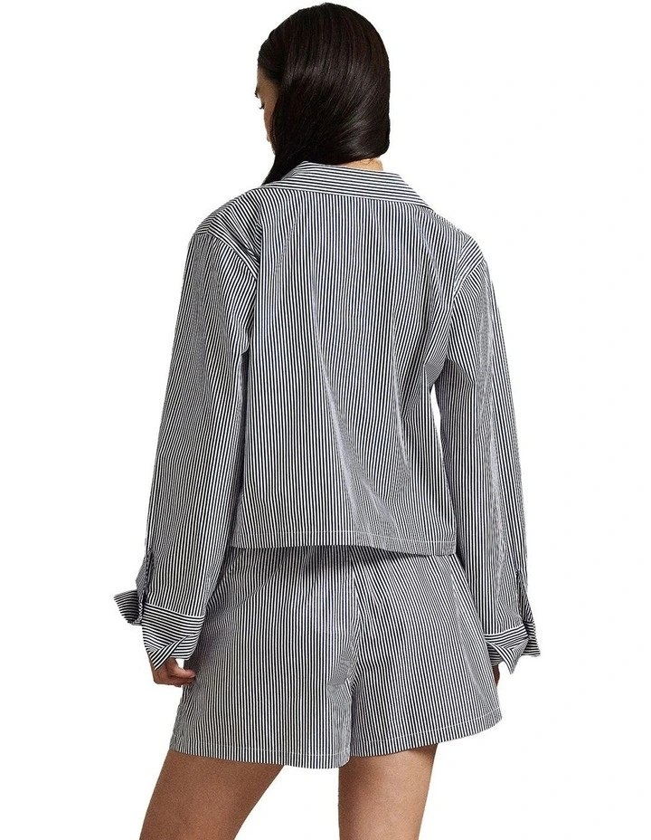 Shirting Stripes Crop Top & Boxer Short Cotton Pyjama Set image 2
