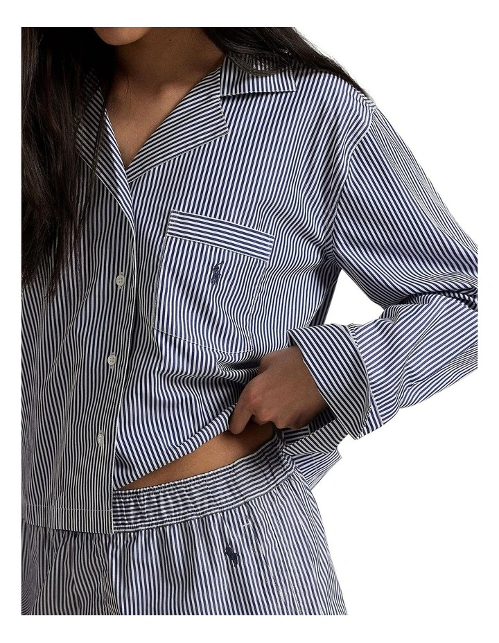 Shirting Stripes Crop Top & Boxer Short Cotton Pyjama Set image 5