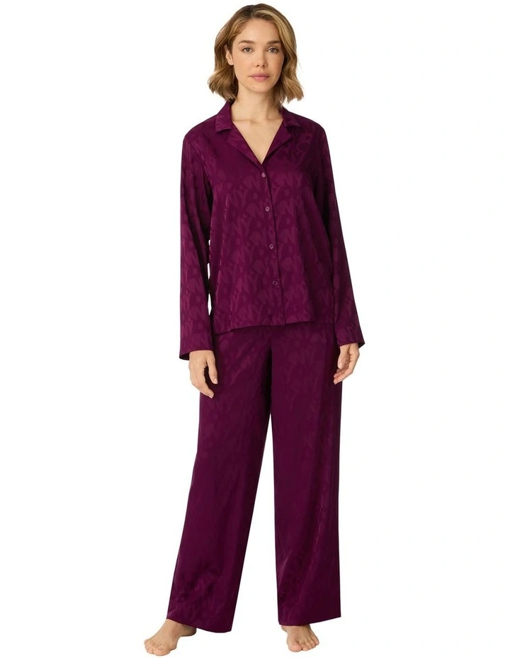 Logo Satin Button-Up Long Sleeve Long Pyjama Set image 1