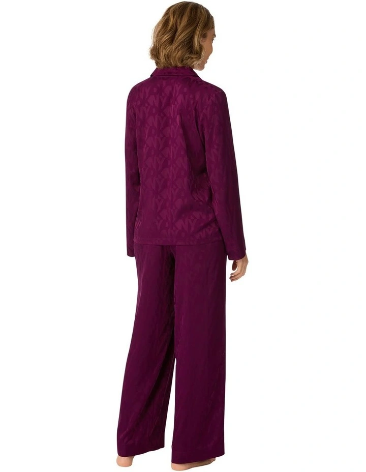 Logo Satin Button-Up Long Sleeve Long Pyjama Set image 2