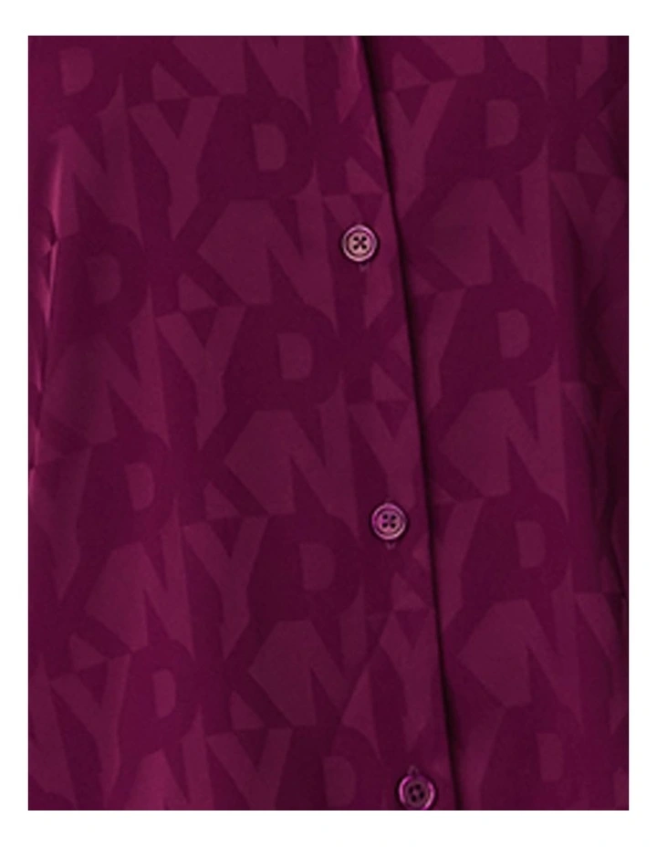Logo Satin Button-Up Long Sleeve Long Pyjama Set image 5