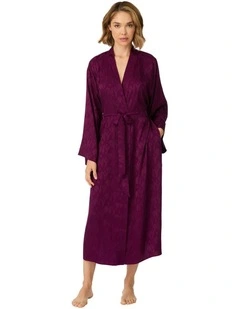 Logo Satin Midi-Length Belted Lounge Robe