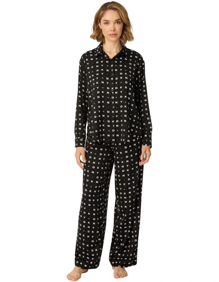 Satin Button-Up Long Sleeve Long Pyjama Set image 1