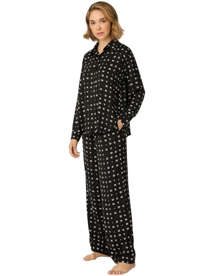 Satin Button-Up Long Sleeve Long Pyjama Set image 3