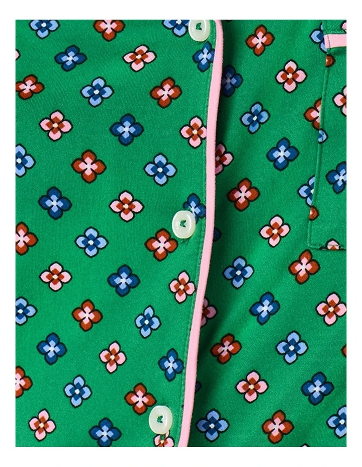 Printed Jersey Button Up 3/4 Sleeve Long Pyjama Set image 5