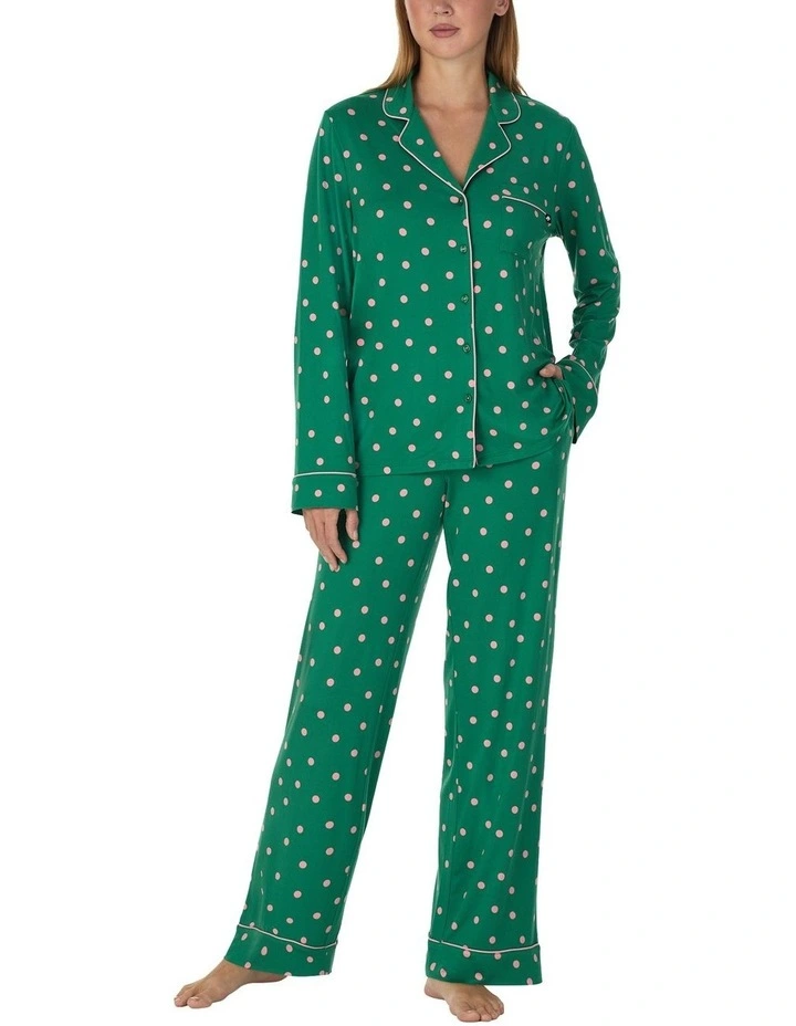 Printed Jersey Button Up Long Sleeve Long Pyjama Set image 1