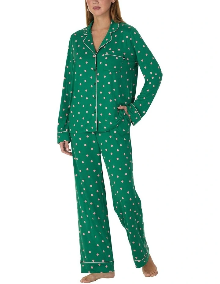 Printed Jersey Button Up Long Sleeve Long Pyjama Set image 3