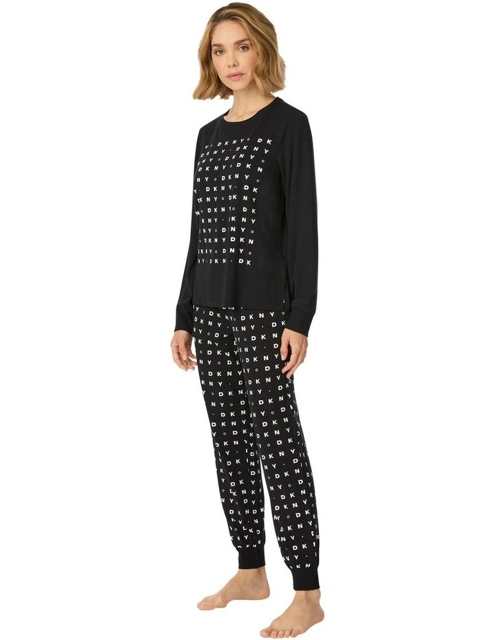 Cotton & Viscose Jersey Long Sleeve Top & Jogger Pyjama Set image 3