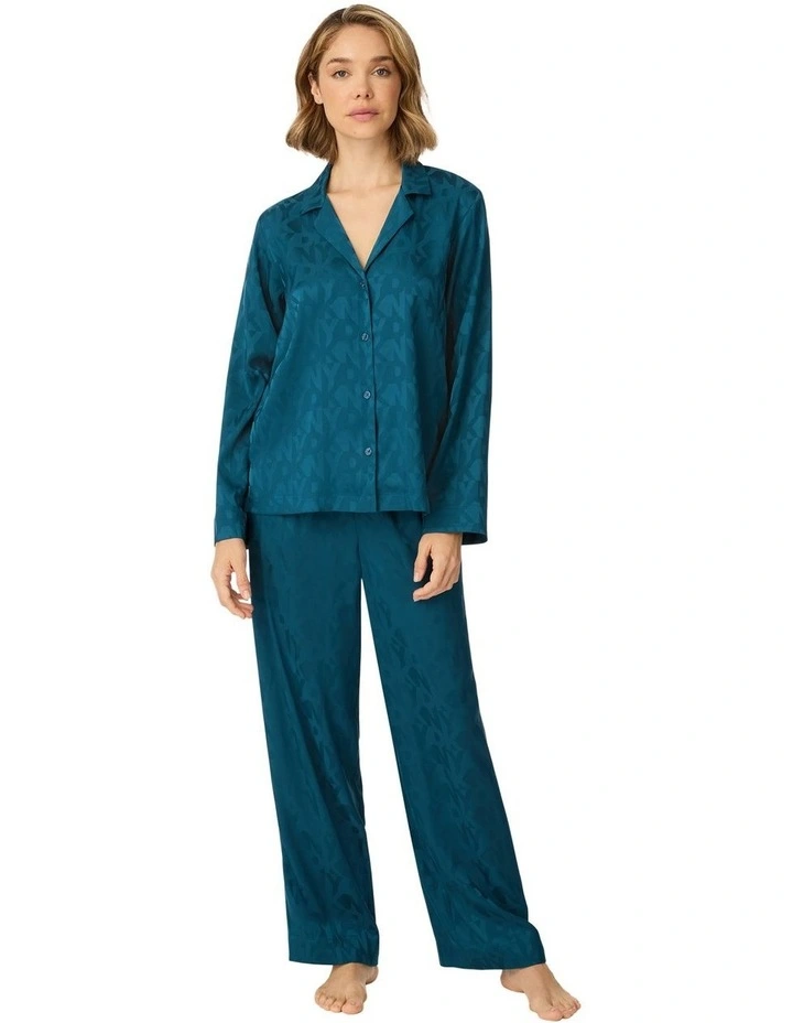 Logo Satin Button-Up Long Sleeve Long Pyjama Set image 1