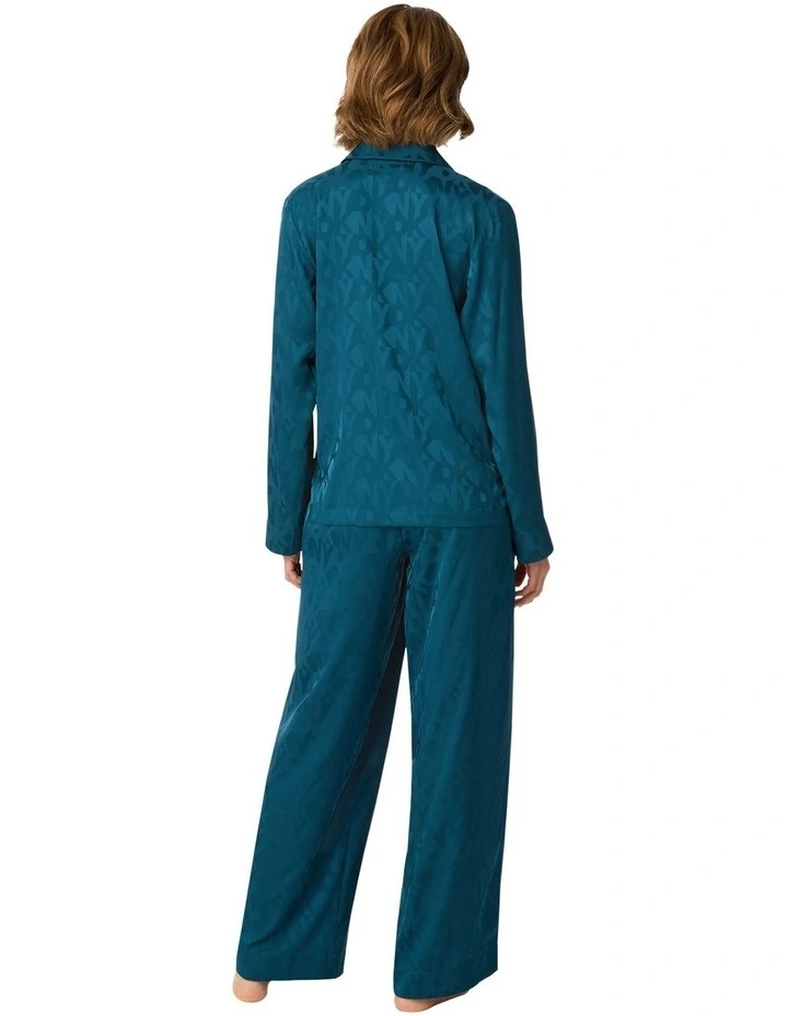Logo Satin Button-Up Long Sleeve Long Pyjama Set image 2