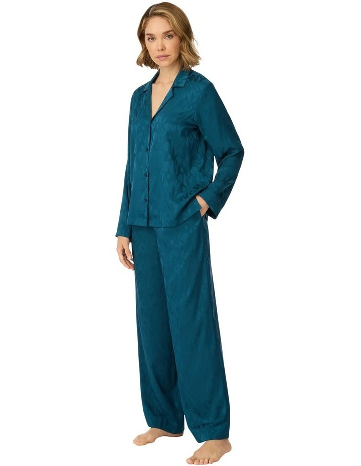 Logo Satin Button-Up Long Sleeve Long Pyjama Set image 3