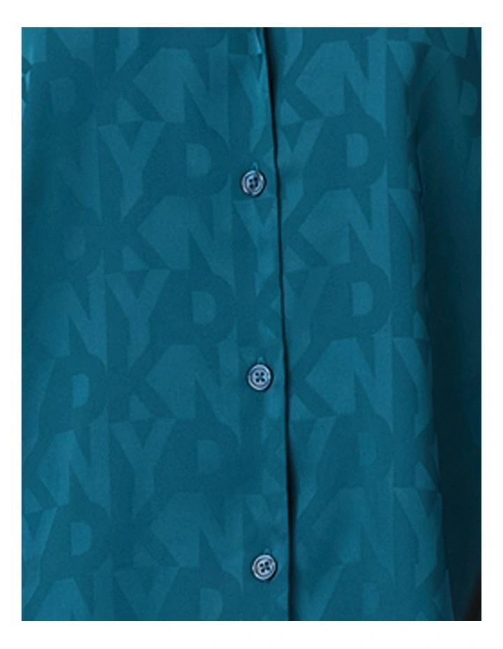 Logo Satin Button-Up Long Sleeve Long Pyjama Set image 5