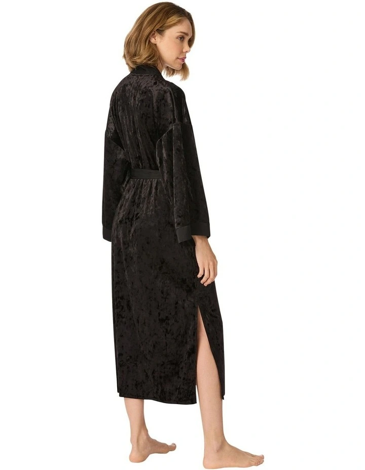 Crushed Velour & Satin Midi-Length Belted Lounge Robe image 2